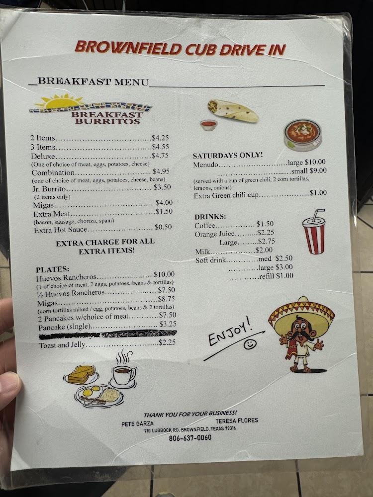Cub Drive In Menu image 2