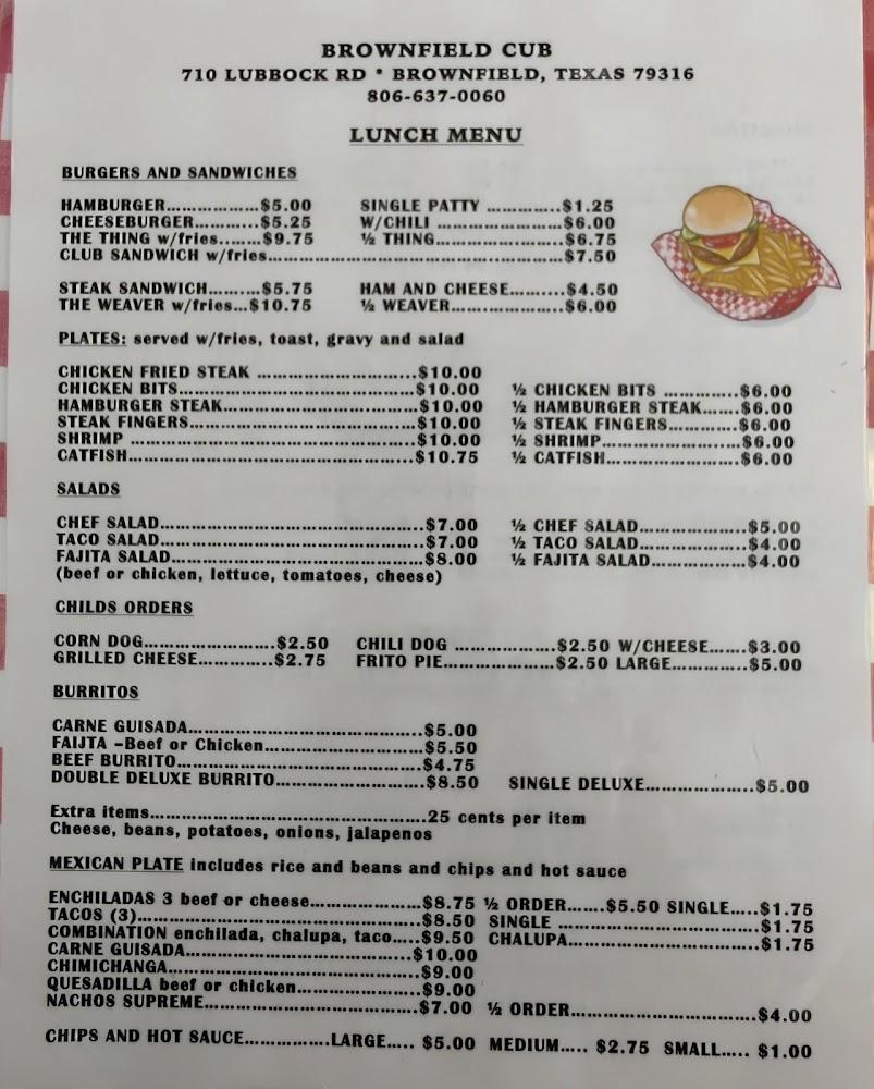 Cub Drive In Menu image 3